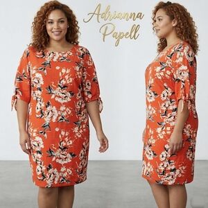 Adrianna Papell Women's Plus Size Elbow Sleeves Floral pattern dress NWT